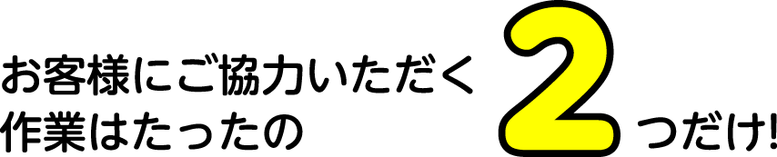 お客様にご協力いただく作業はたったの2つだけ!